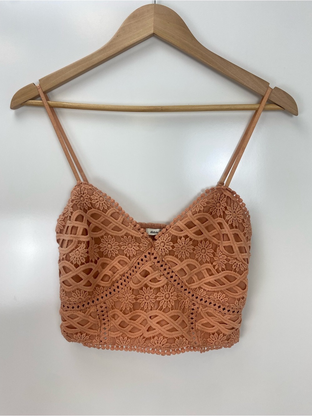 Listicle Peach Crochet Lace Cami Crop Top